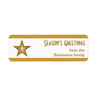 Gold Star stripe Season's Greetings small white Label