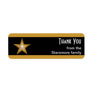 Gold Star stripe 'Thank You' text small black Label