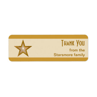 Gold Star stripe 'Thank You' text small cream Label