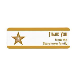 Gold Star stripe 'Thank You' text small white Label