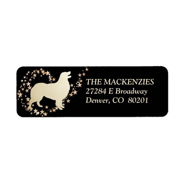 Gold Star Swirl Australian Shepherd Dog Label (Front)