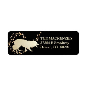 Gold Star Swirl Border Collie Label