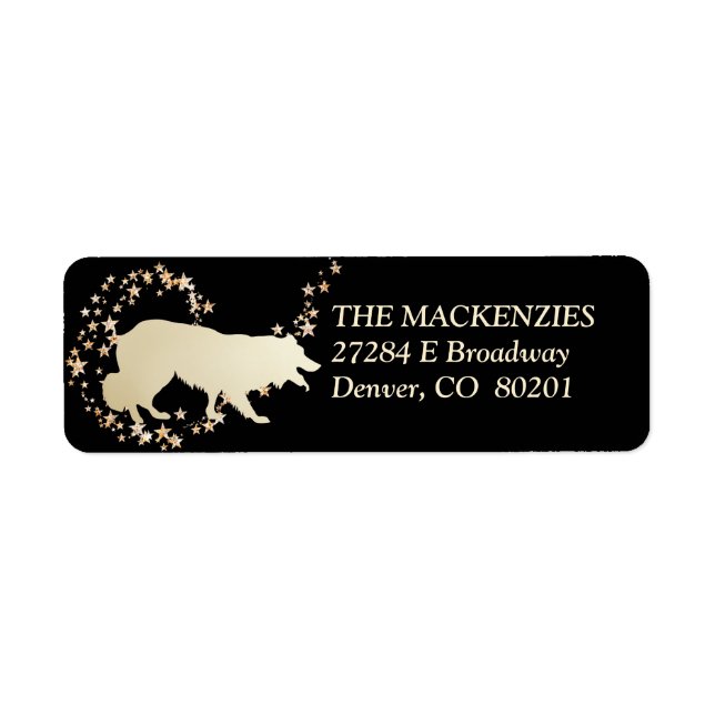 Gold Star Swirl Border Collie Label (Front)