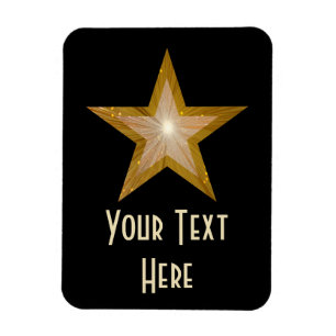 "Gold" Star 'Text' flexible magnet vertical black