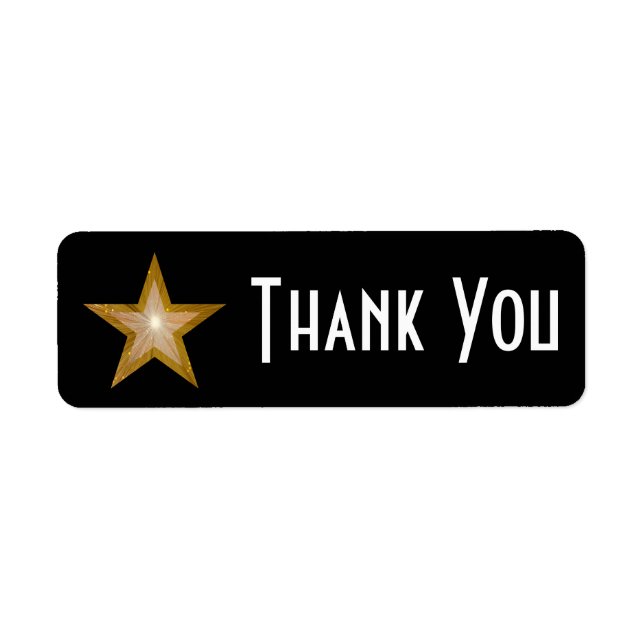 "Gold" Star 'Thank you' label small black (Front)
