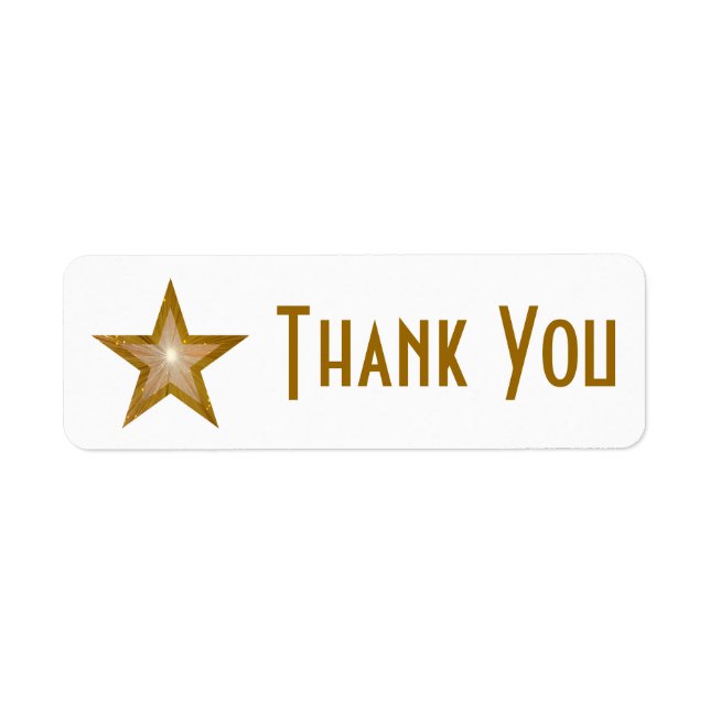 "Gold" Star 'Thank you' label small white (Front)