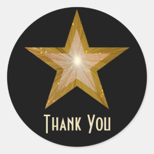 Gold Star "Thank You" round sticker black