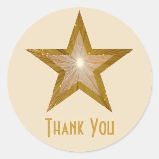 Gold Star "Thank You" round sticker cream