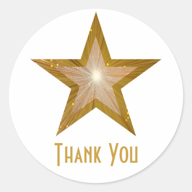 Gold Star "Thank You" round sticker white (Front)