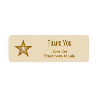 Gold Star 'Thank You' text label small cream