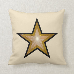 "Gold" Star throw pillow square cream black back