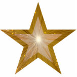 Gold Star 'two tone' Christmas ornament<br><div class="desc">Modern design with a two tone shining, sparkling gold and white star on a glowing gold background. Ornament with a gold and white customizable design for you to personalise with your own text, images and ideas. Also available as a sculpture, magnet, pin, or keychain. Created by Jess Perry using original...</div>