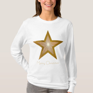 Gold Star 'two tone' text  long sleeve t -shirt T-Shirt
