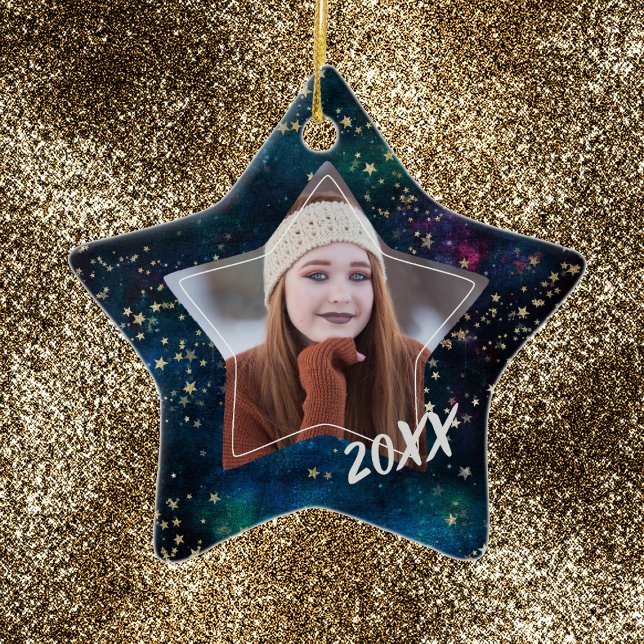 Gold Star Universe Graduate Photo Ornament (Creator Uploaded)