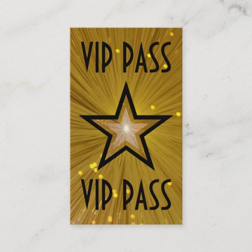 Gold Star 'VIP PASS' business card black back