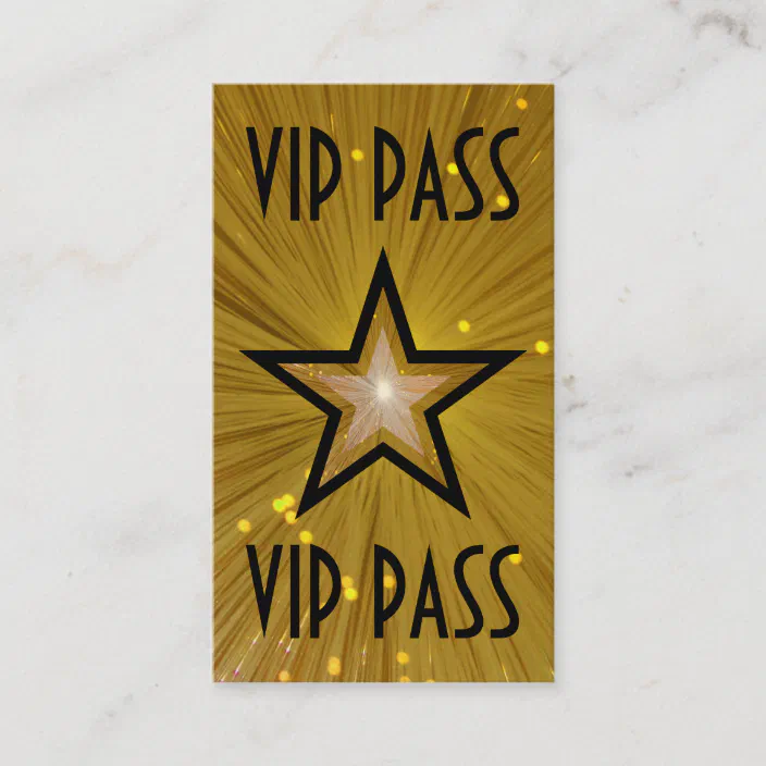 Gold Star Vip Pass Business Card Black Back Zazzle Com Gold Star Vip Pass Business Card Black Back Zazzle Com