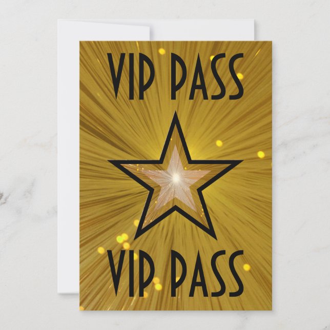 Gold Star 'VIP PASS' invitation black (Front)