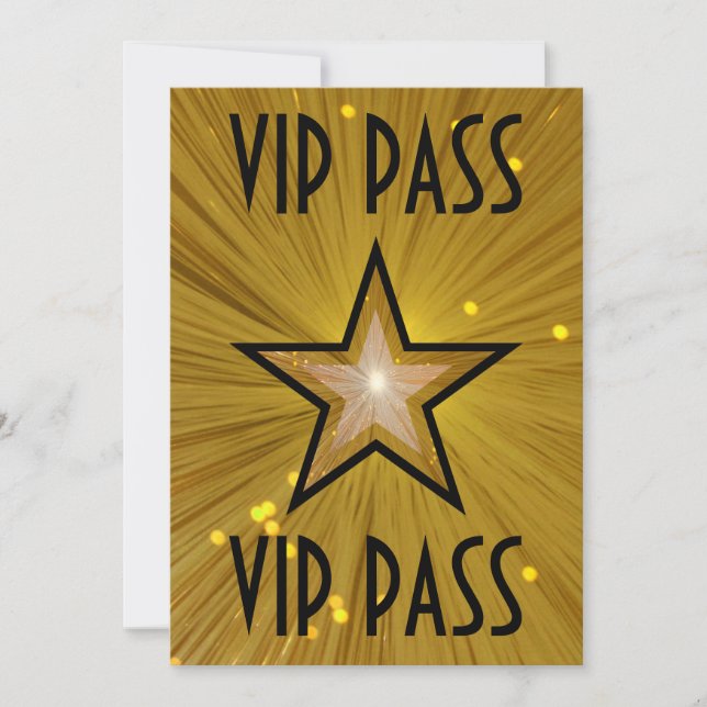 Gold Star 'VIP PASS' invitation black (Front)