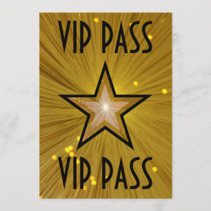 Gold Star 'VIP PASS' invitation black