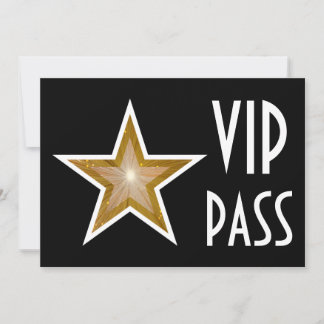Gold Star 'VIP PASS' invitation black horizontal