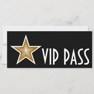 Gold Star 'VIP PASS' invitation black long