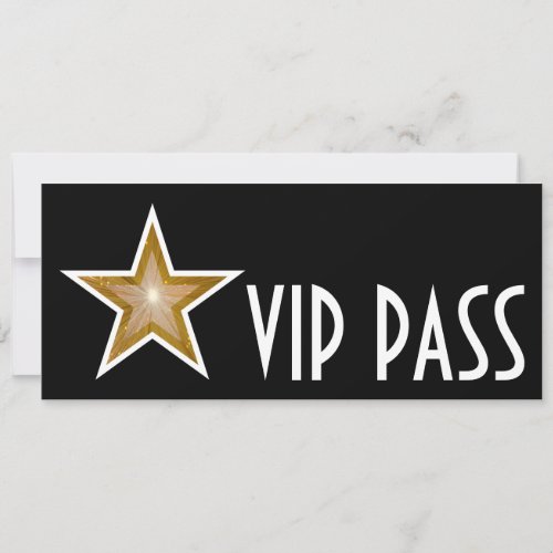 Gold Star VIP PASS invitation black long