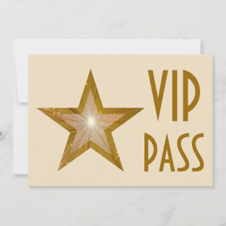 Gold Star 'VIP PASS' invitation cream horizontal