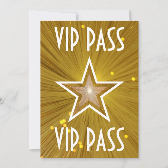 Gold Star 'VIP PASS' invitation white (Front)