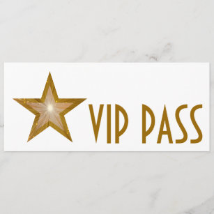 Gold Star 'VIP PASS' invitation white long