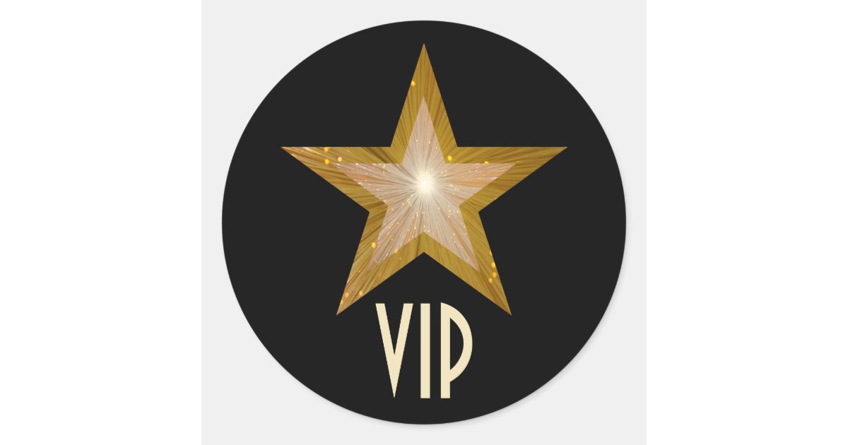 Gold Star Vip Round Sticker Black Zazzle Com Gold Star Vip Round Sticker Black Zazzle Com