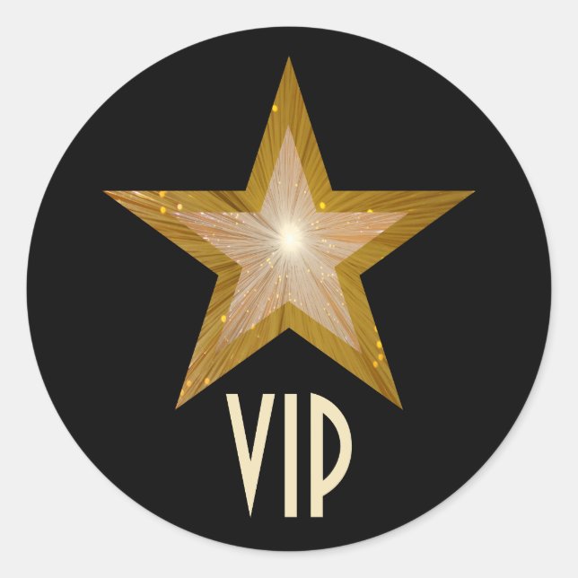 "Gold" Star VIP round sticker black (Front)
