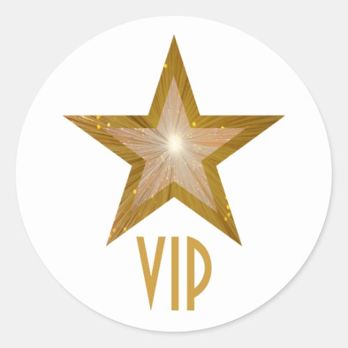 Gold Star VIP round sticker white