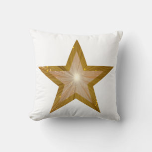 "Gold" Star White 'Text' throw pillow square