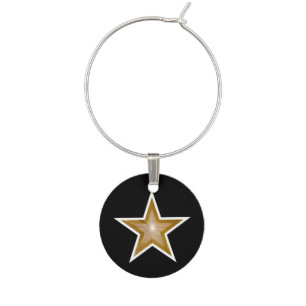 "Gold" Star wine charm black