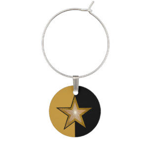 "Gold" Star wine charm gold black