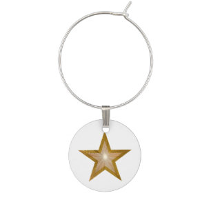 Gold Star wine charm white