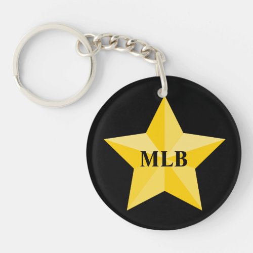 Gold Star with monogram or name Keychain