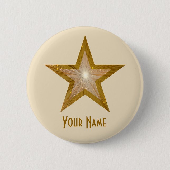 "Gold" Star 'Your Name' button cream (Front)