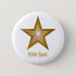 &quot;gold&quot; Star &#39;your Name&#39; Button White at Zazzle