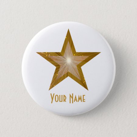 "gold" Star 'your Name' Button White