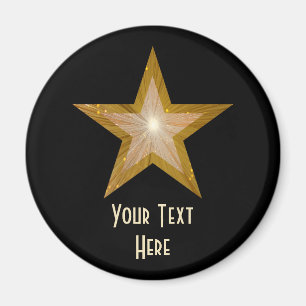 "Gold" Star 'Your Text' fridge magnet black