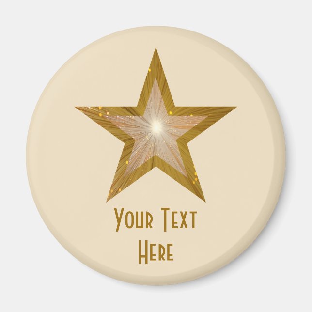 "Gold" Star 'Your Text' fridge magnet cream (Front)