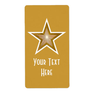Gold Star 'Your Text' label large gold