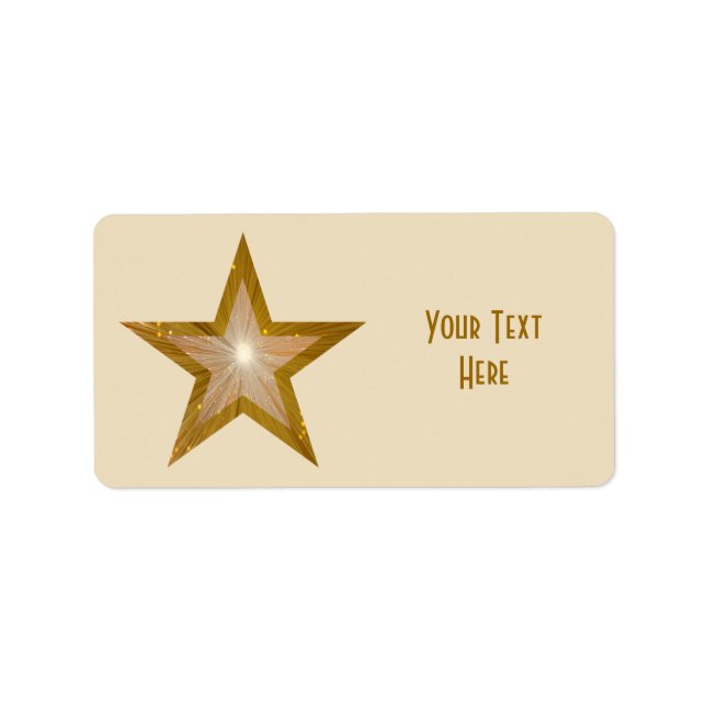 "Gold" Star 'Your Text' label medium cream (Front)