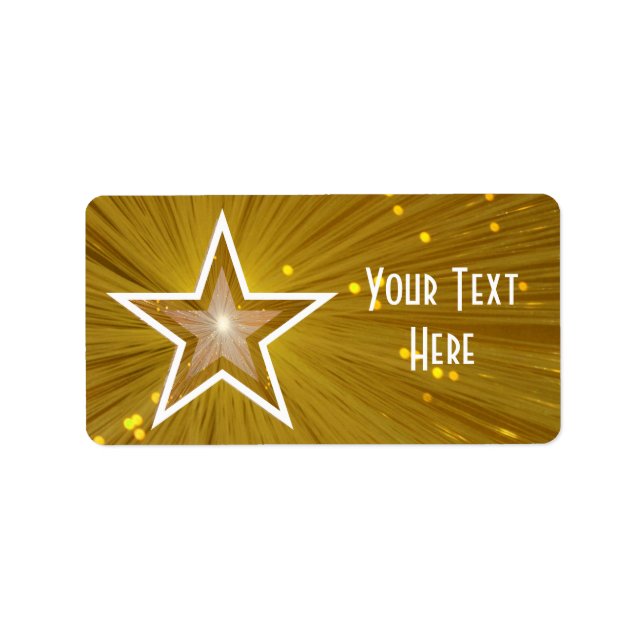 Gold Star 'Your Text' label medium white text (Front)