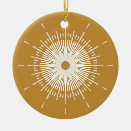 Gold Starburst  Family Monogram Name  Date Ceramic Ornament