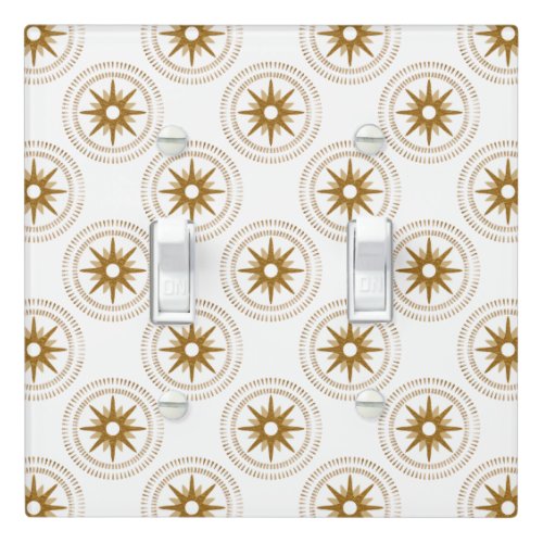Gold Starburst Medallion Pattern Double Toggle Light Switch Cover