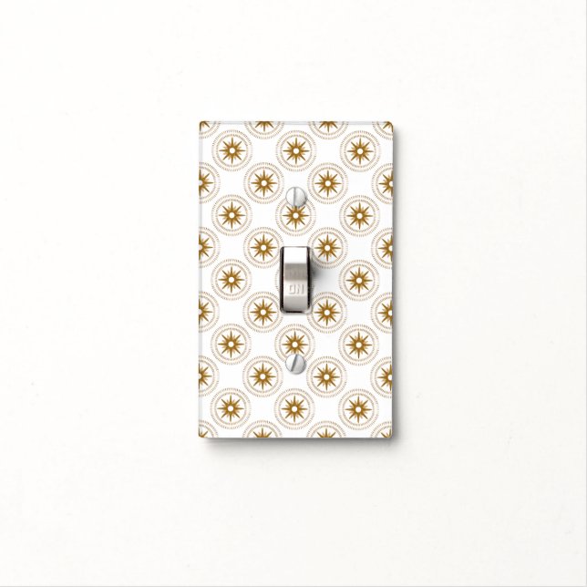 Gold Starburst Medallion Pattern Single Toggle Light Switch Cover (In Situ)