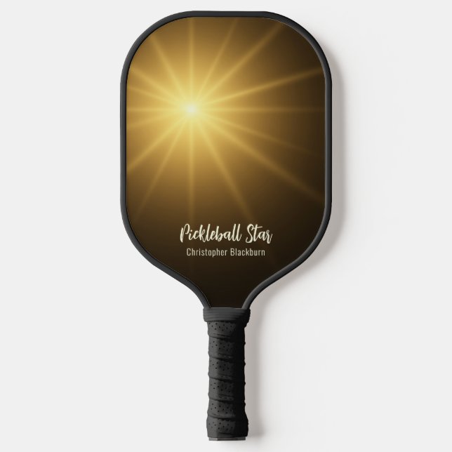 Gold Starburst Personalized Name Pickleball Star Paddle (Front)