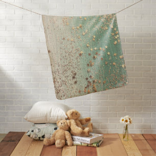 Gold Stardust on Sea Green Baby Blanket